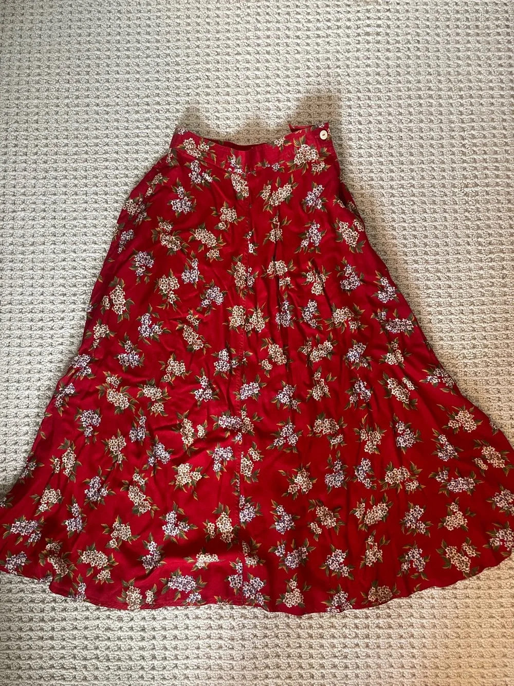 Red Floral A-Line Maxi Skirt - size 4